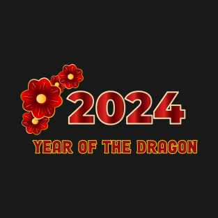 2024 Year of the Dragon Red and Flowers T-Shirt