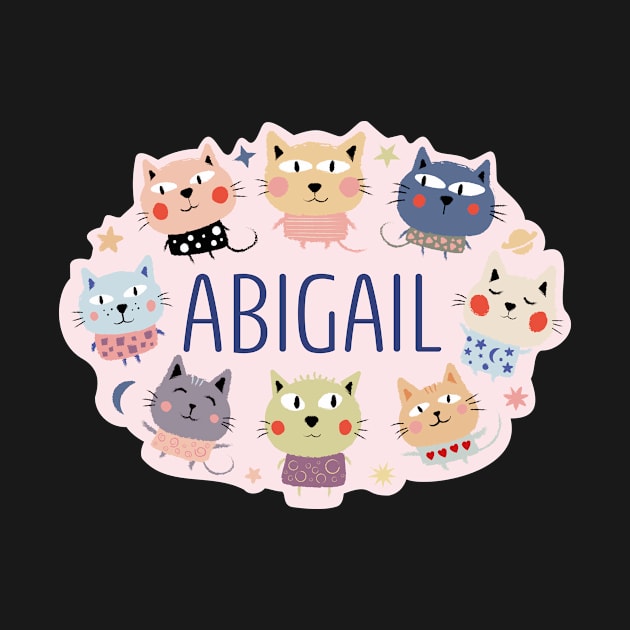 Abigail name with cartoon cats by WildMeART