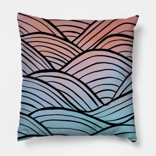 Pink blue gradient abstract art pattern Pillow