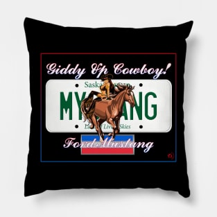 Mustang Pin-Up Girl- Saskatchewan Rework Pillow