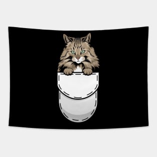 Funny Norwegian Forest Pocket Cat Tapestry