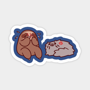 Sloth and Angry Cat Magnet