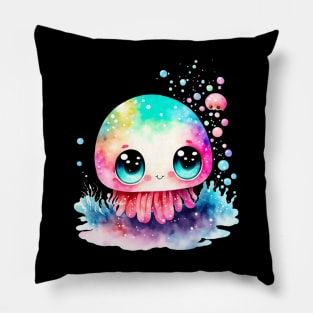 Watercolor Kawaii Style Octopus Pillow