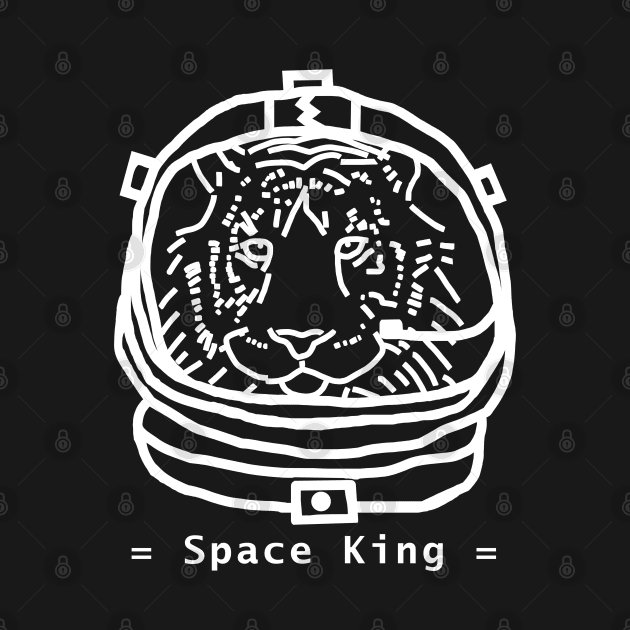 White Line Space Astronaut Tiger Portrait by ellenhenryart