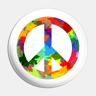 Peace symbol bright colors hippie style Pin