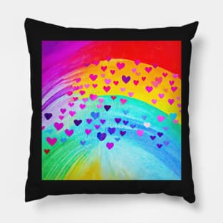 Rainbow Hearts Pillow