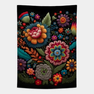 Botanical vintage Ethnic embroidery Floral design 1 Tapestry