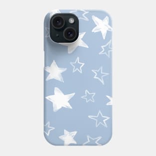 Holiday christmas watercolor white stars over sky light blue background Phone Case