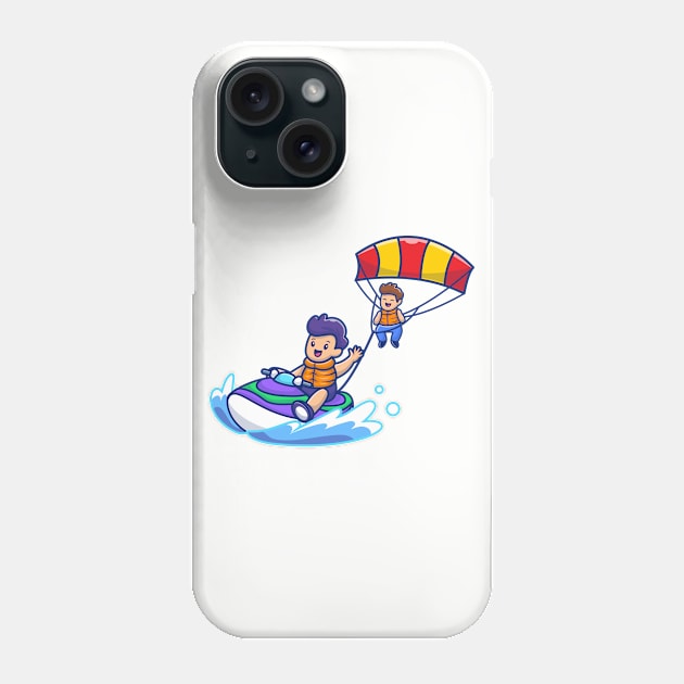 Cute People Playing Parasailing With Speed Motorboat Phone Case by Catalyst Labs