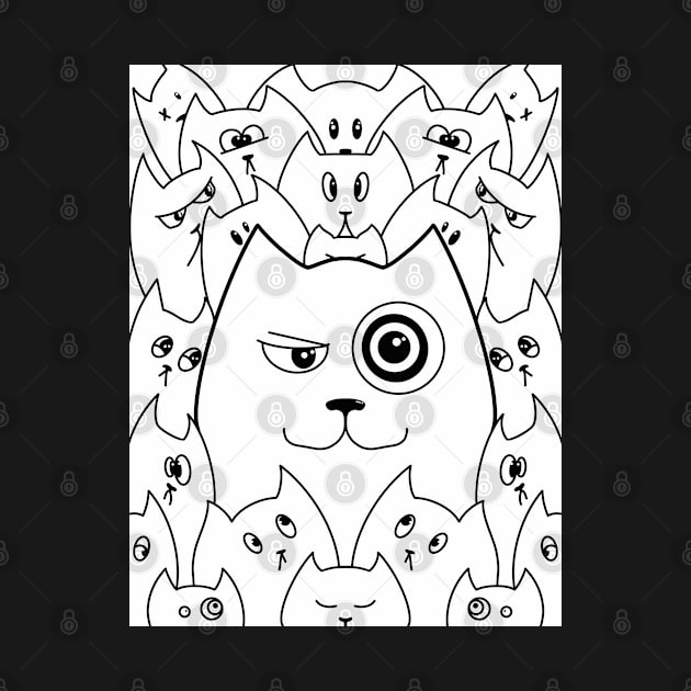 Cats Doodle Art. Funny qute Cat illustration by Print Art Station