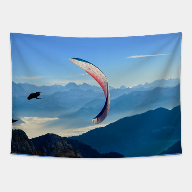 Paraglider / Swiss Artwork Photography Tapestry by RaphaelWolf