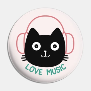 Cute cat listening music Pin