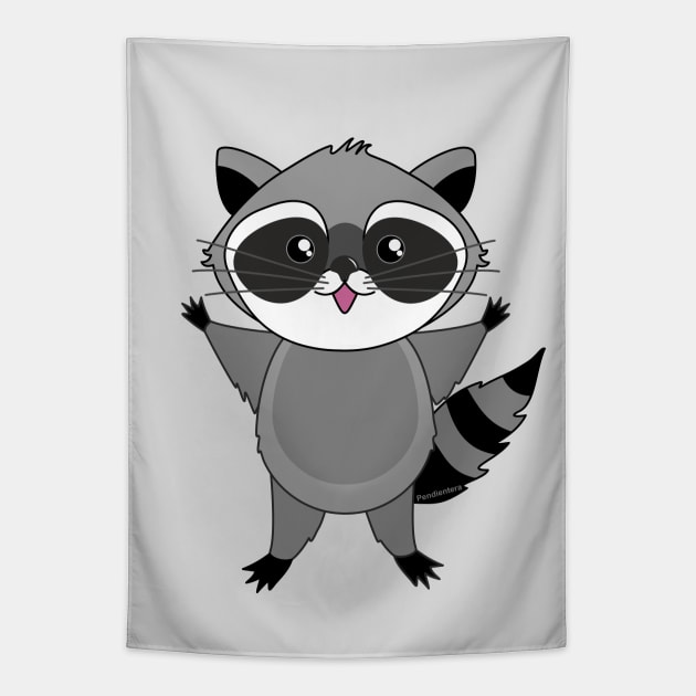 Cute raccoon Tapestry by Pendientera