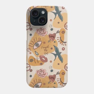 Natural shapes warm yellow romantic pattern Phone Case