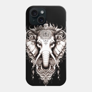 Thai Elephant Tattoo Design : Thai Sak Yant Chang Erawan (Elephant) Tattoo Design on a Dark Background Phone Case