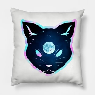 Shocking moon third eye prismatic iridescent psychic cat Pillow