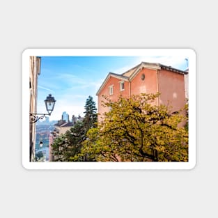 Sunny Morning Hillside in Lyon, France Magnet