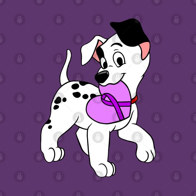 Dalmatian with purple Awareness ribbon by CaitlynConnor