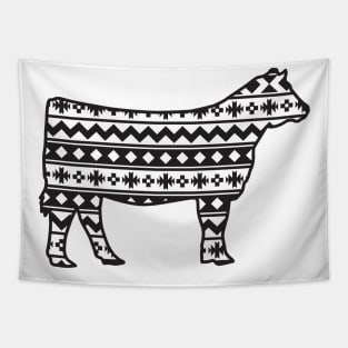 Livestock Show Heifer with Southwest Pattern Tapestry