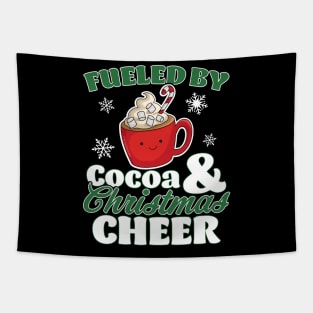 Fueled by Cocoa and Christmas Cheer Funny Hot Chocolate Xmas Tapestry