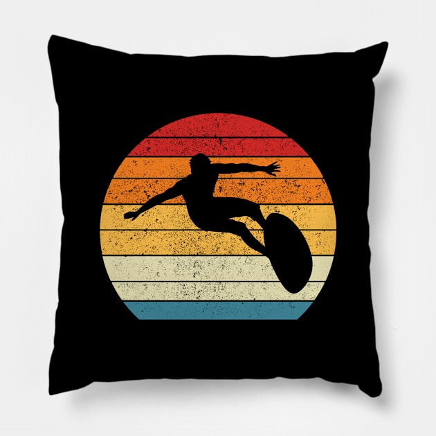 Surfing Vintage Sport Retro 70's and 80's Pillow by HammerSonic