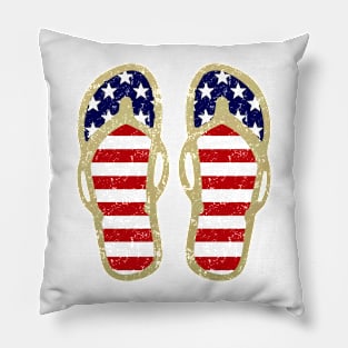 America Usa Flag Flip Flops Pillow