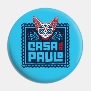 Casa de Paulo Logo on Blue Pin