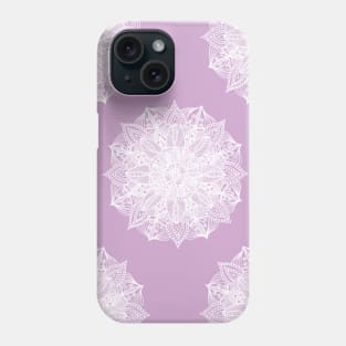 White and Purple Mandala Pattern Phone Case