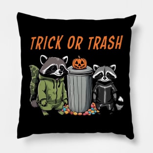 Halloween Raccoon Duo - Trick or Trash Pillow