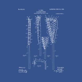 Lacrosse Stick Patent - Lacrosse Player Art - Blueprint T-Shirt