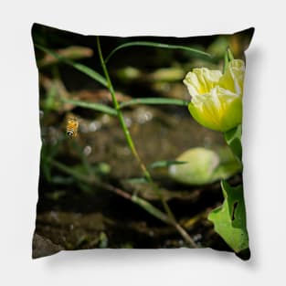 the bee and the flower Pillow