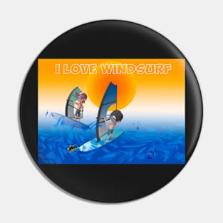I Love Windsurfing Pin