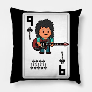 Pixelrockstars Nine of Clubs Playing Card Pillow