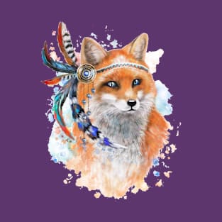 Cute fox with colorful feathers T-Shirt