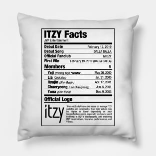 ITZY Kpop Nutritional Facts Pillow