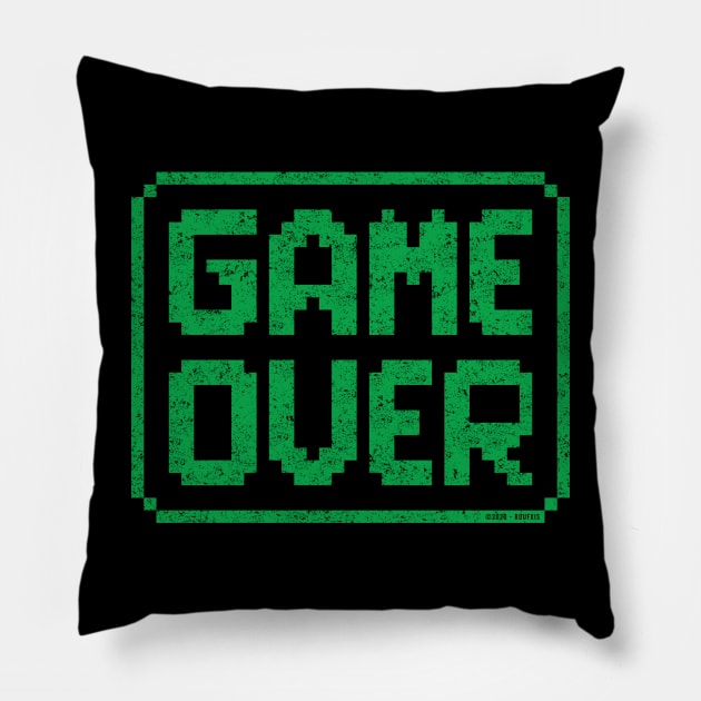 GAME OVER (Green Worn) Pillow by Roufxis