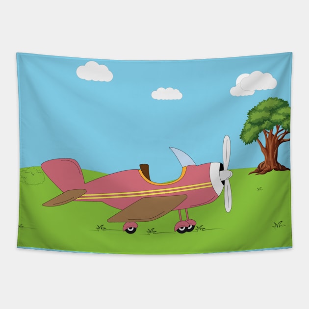 Cartoon Airplane Tapestry by Alvd Design