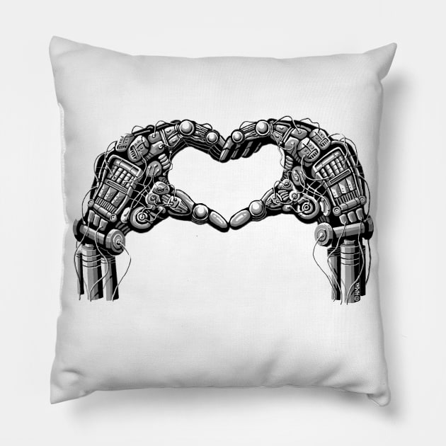 Robot Hands make Heart Shape Pillow by NewSignCreation