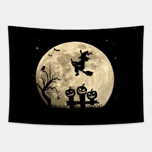 Witch with Spider Pumpkin Halloween Witchcraft Tapestry