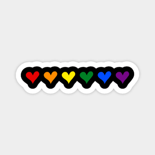 Row of Hearts Pride Rainbow Color red, purple, yellow, green, blue, orange Magnet