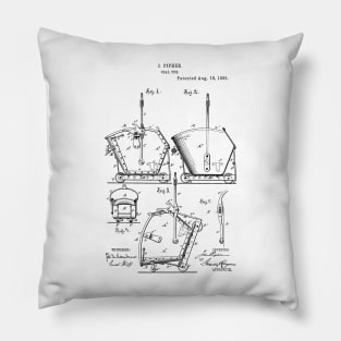 Coal Tub Vintage Patent Hand Drawing Pillow