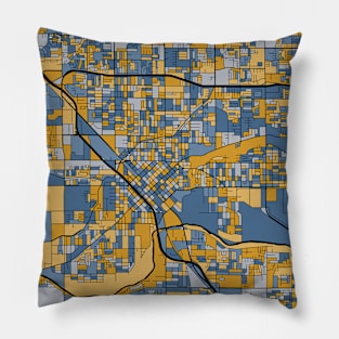 Modesto Map Pattern in Blue & Gold Pillow