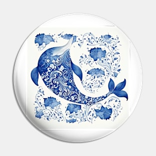 Majestic sea dolphin in navy blue II Pin