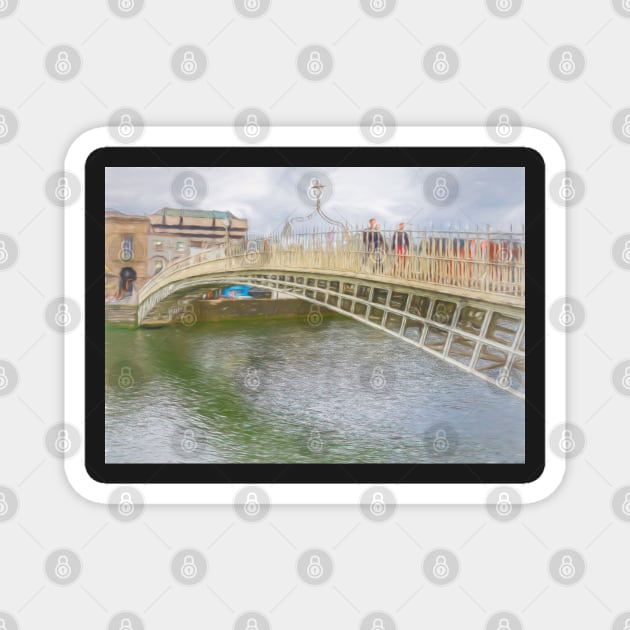 Ha'Penny Bridge Dublin an Impressionist View Magnet by IanWL