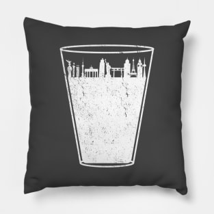 Drink Around the World Skyline Vintage Pillow