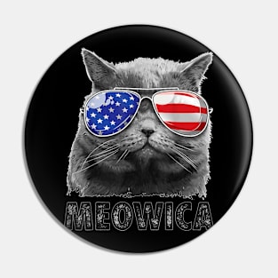 Cat 4H Of July Meowica Merica   USA American Flag Pin