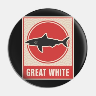 Retro Japanese Style Great White Poster Pin