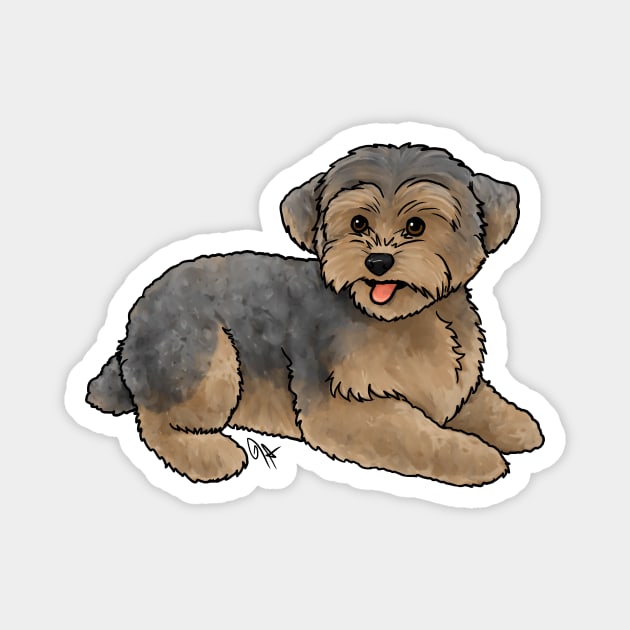 Dog - Yorkipoo - Brown and Blue Magnet by Jen's Dogs Custom Gifts and Designs