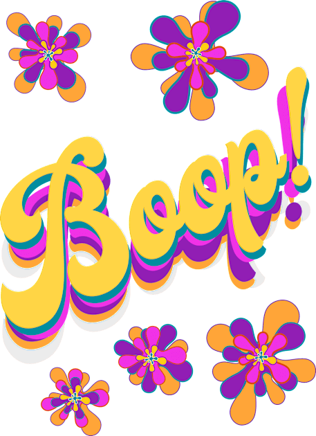 Boop! with psychedelic flowers retro color scheme Kids T-Shirt by ACircusofLight