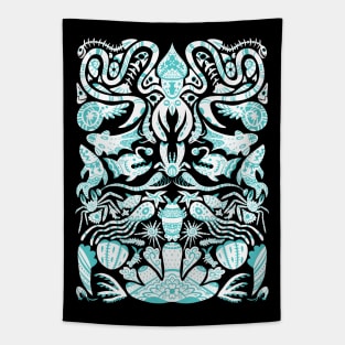 Deep Sea Food Chain Pattern (white) Tapestry